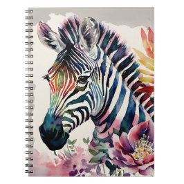 Caderno Espiral Zebra Notebook Floral Watercolor Art