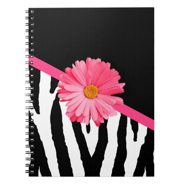 Caderno Espiral Zebra Pattern Girly Pink Daisy (Frente)