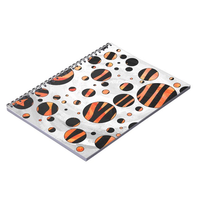 Caderno Espiral Zebra Preto e Bolinhas Laranja (Left Side)