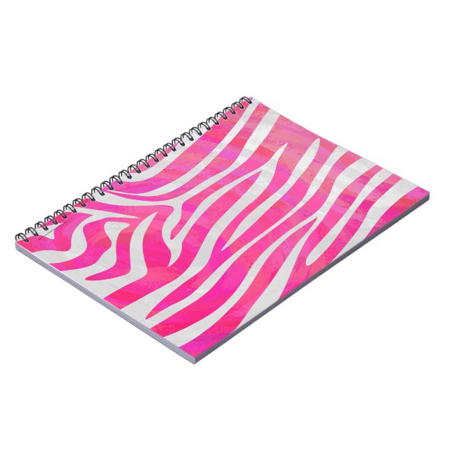 Caderno Espiral Zebra, rosa-quente e Impressão branco (Left Side)