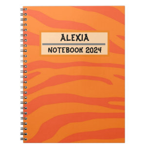 Caderno Espiral zebra vermelha sobre padrão laranja Foto espiral N