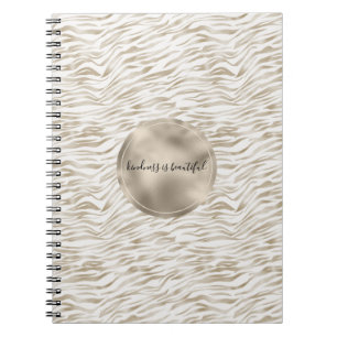 Caderno Espiral Zen Cream Branco Cacau Castanho Zebra Impressão