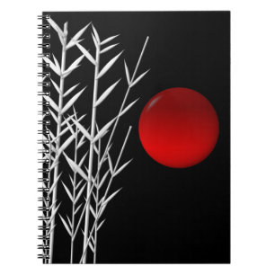 Caderno Espiral Zen vermelho do branco do preto do sol