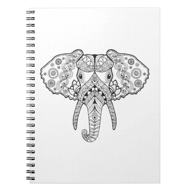 Caderno Espiral Zentangle inspirou o elefante (Frente)