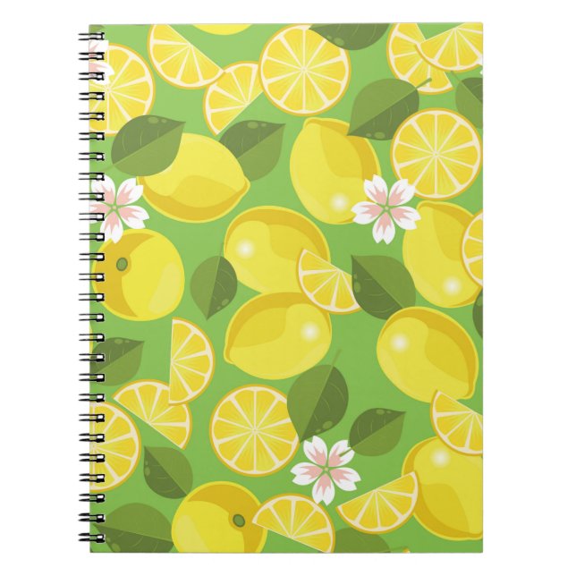 Caderno Espiral Zesty Lemon: Citrus Pattern Delight (Frente)