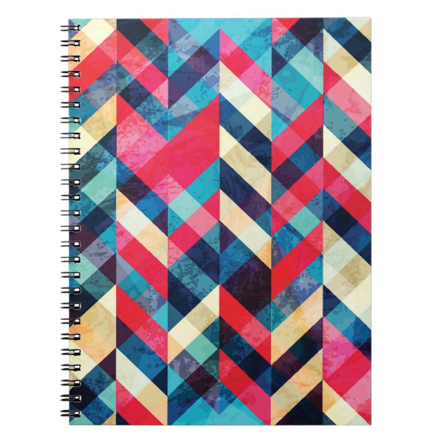 Caderno Espiral Zigzag de hipster: arraste o padrão sem soldadura. (Frente)