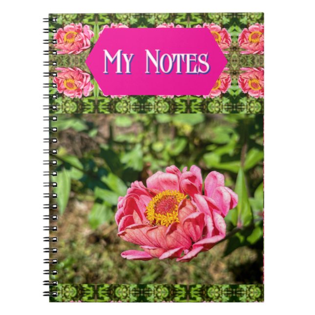 Caderno Espiral Zinnia Rosa Com Tapete Amarelo (Frente)