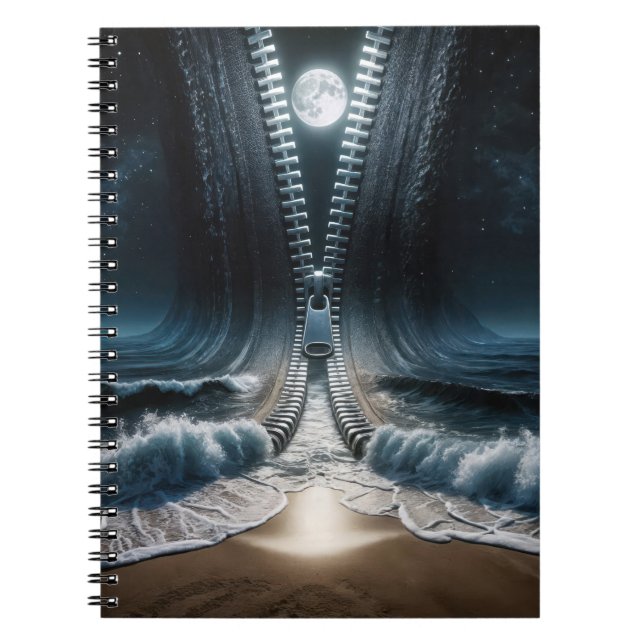 Caderno Espiral Zipper Unzipping Moonlit Ocean (Frente)