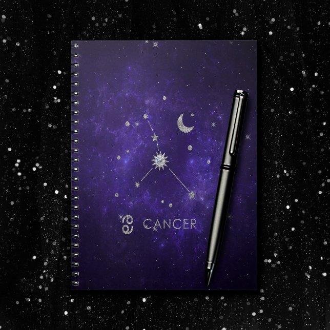 Caderno Espiral Zodiac Cancer Roxo | Astrologia Cósmica Horoscópio (Criador carregado)