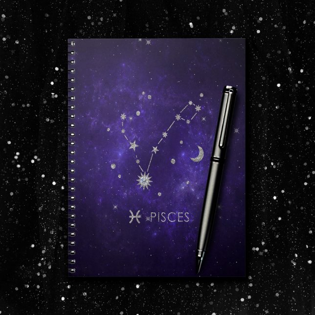 Caderno Espiral Zodiac Peixes roxos | Astrologia Cósmica Horoscópi (Criador carregado)