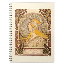 Caderno Espiral Zodiac por Alphonse Mucha