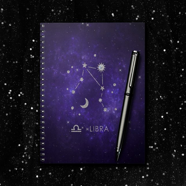 Caderno Espiral Zodiac Purple Libra | Astrologia Cósmica Horoscópi (Criador carregado)