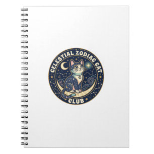Caderno Espiral Zodíaco Celestial Gato Fofo Camiseta - Cel