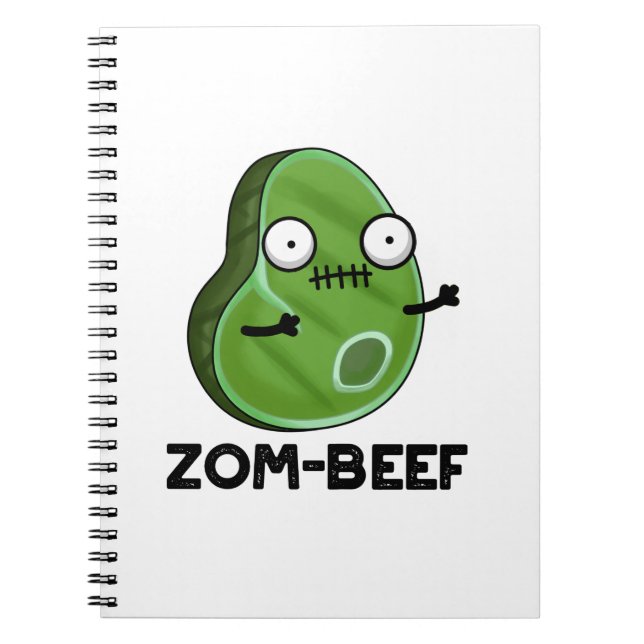 Caderno Espiral Zom-beef Dia de as Bruxas engraçado Zombie Carnes  (Frente)