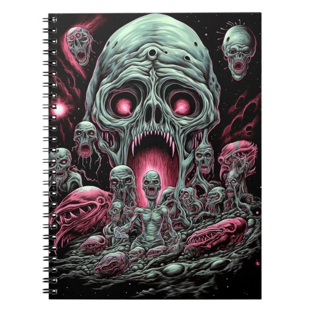 Caderno Espiral Zombie cria arte de horror Sci-fi (Frente)