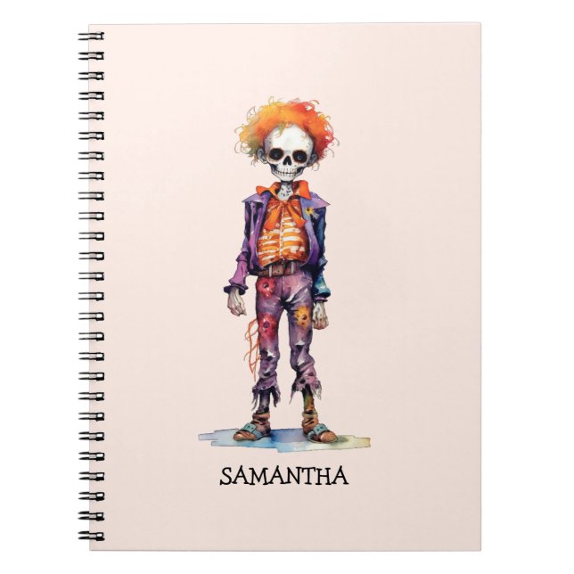 Caderno Espiral Zombie Halloween, Criança Cuta Personalizada (6) (Frente)