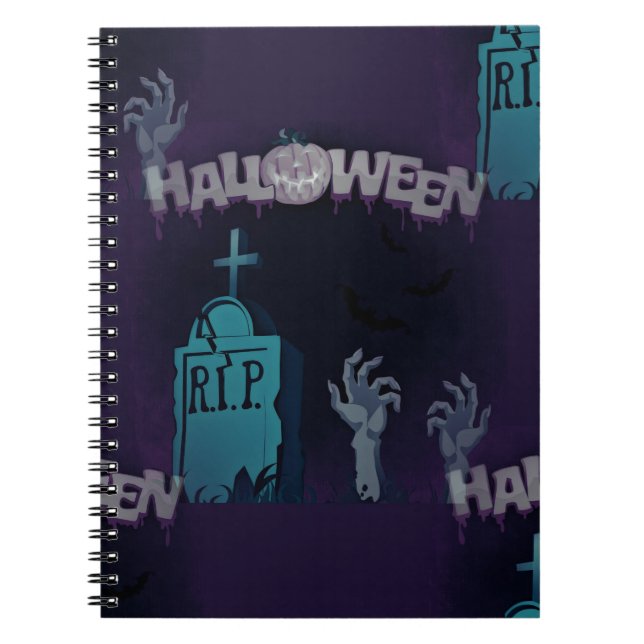 Caderno Espiral zumbi de halloween (Frente)
