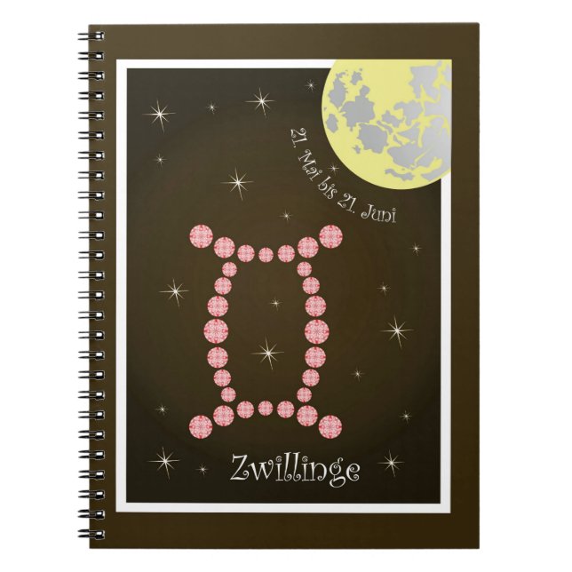 Caderno Espiral Zwillinge 21. Mai bis 21. Juni Notizheft (Frente)