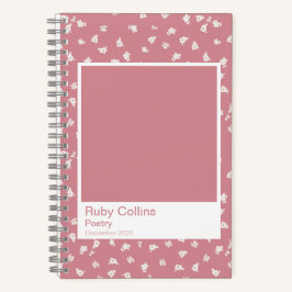 Caderno Estético de Floral Rosa Empoeirado