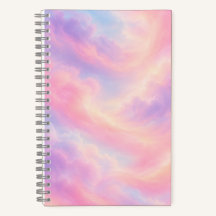 Caderno Estético de Nuvens Pastel Sonho Cor-de-Ros