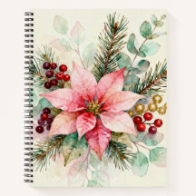 Caderno Floral Aquarela de Frutas Vermelhas