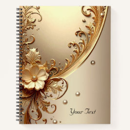 Caderno Floral Ornamentado Dourado