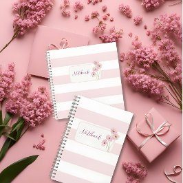 Caderno Floral Rosa Minimalista Personalizado