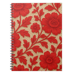 caderno Floral Vermelho em design
