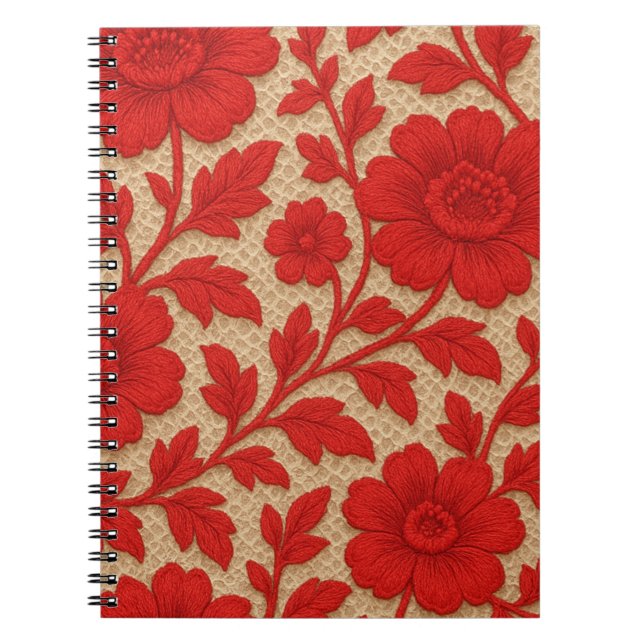 caderno Floral Vermelho em design  (Frente)