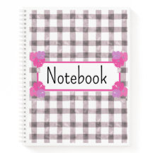 Caderno Floral Xadrez Rosa