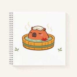 Caderno Fofo de Capivara Relaxando no Onsen