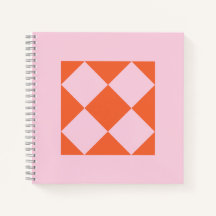 Caderno Geométrico Coral Vibrante e Rosa Pastel