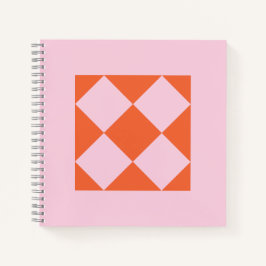 Caderno Geométrico Coral Vibrante e Rosa Pastel