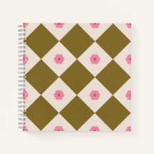 Caderno Geométrico Elegante em Verde Oliva e Creme
