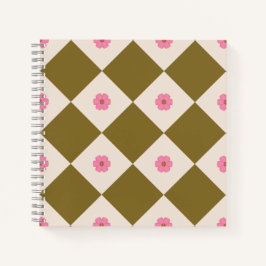 Caderno Geométrico Elegante em Verde Oliva e Creme