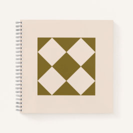 Caderno Geométrico Elegante em Verde Oliva e Creme