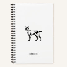 Caderno Geométrico Minimalista de Gato Siames de C