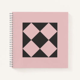 Caderno Geométrico Rosa Empoeirado e Preto Carvão