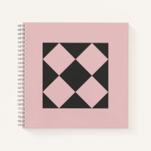 Caderno Geométrico Rosa Poça e Preto Fumaça