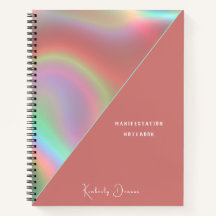 Caderno holográfico em rosa poeirento elegante