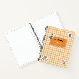 Caderno infantil com adesivos e xadrez de gingham