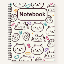 caderno infantil gato colorido fofo