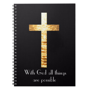 Caderno Jornal Espiral Cruz Dourada Com Deus