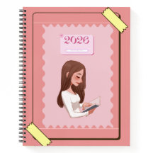 Caderno Jornal Estético 2026 – Rosa Pastel Fofo
