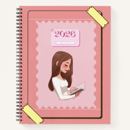 Caderno Jornal Estético 2026 – Rosa Pastel Fofo