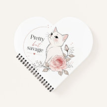 Caderno Linda Mas Selvagem Gata Branca Rose