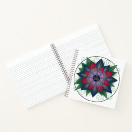 Caderno mandala de corações florais quadrados