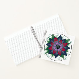 Caderno mandala de corações florais quadrados