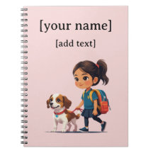 Caderno Menina e Cachorro – Texto Personalizado