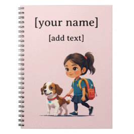 Caderno Menina e Cachorro – Texto Personalizado